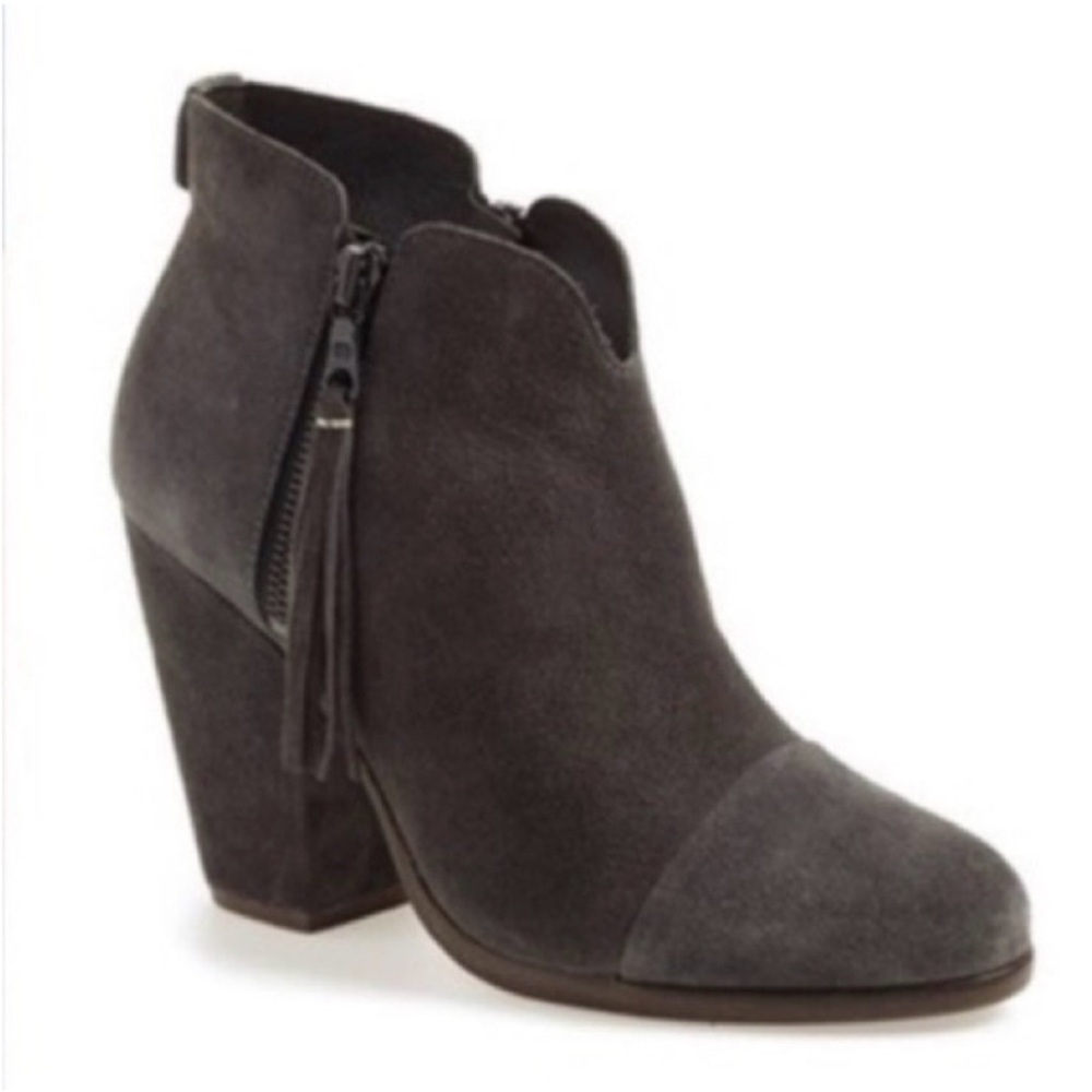 rag & bone Suede Ankle Boots Margo Fringe Asphalt size 7